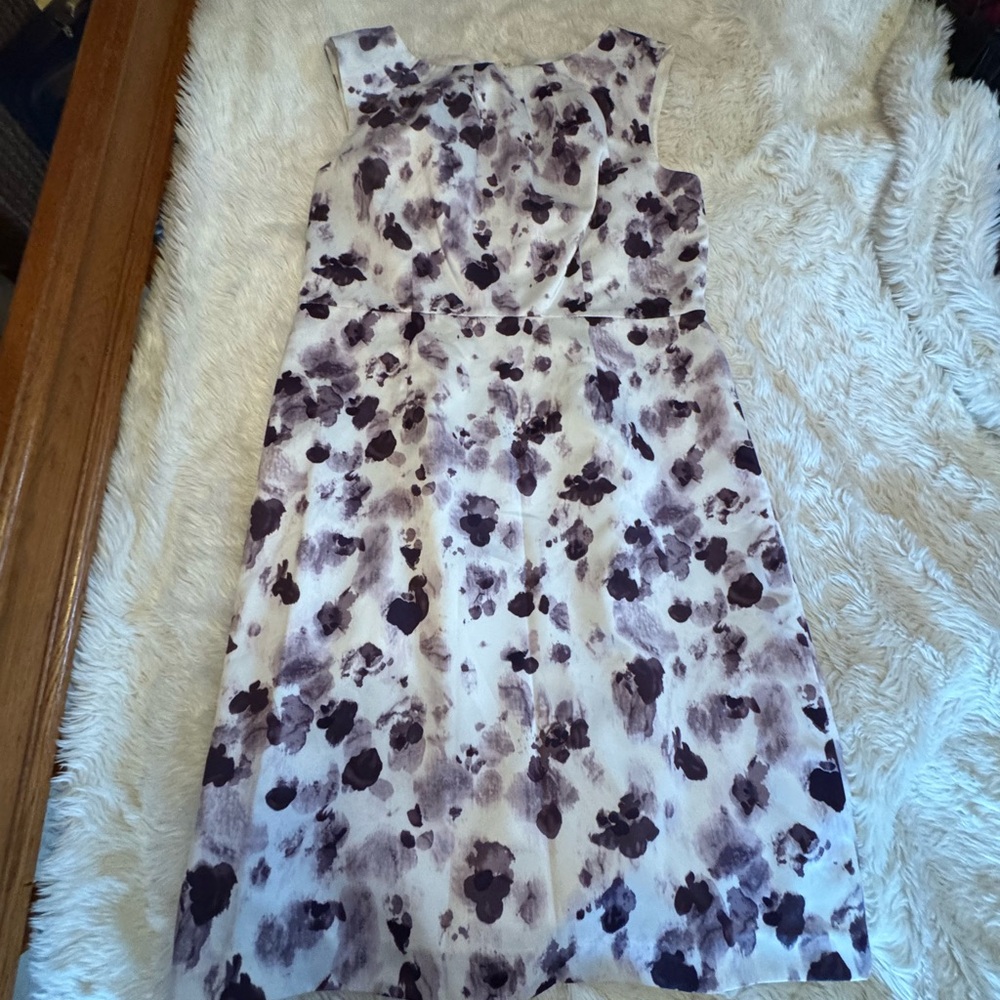 Ann Taylor White and Purple Midi Dress